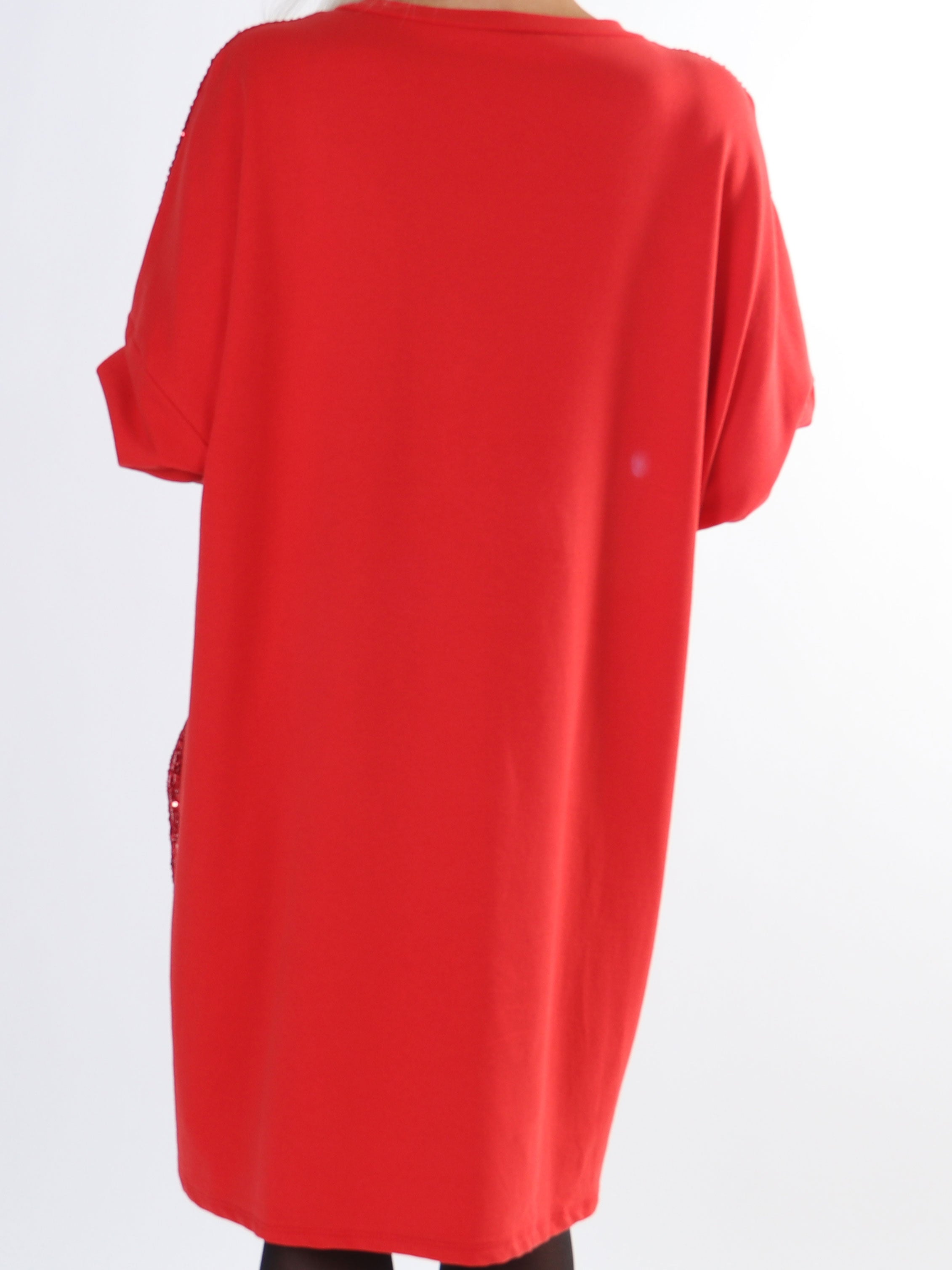 Eria - Plus size kjole med pailletter foran